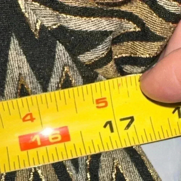 Lularoe Xs Elegant Carly in a black, gold , and‎ grey chevron pattern. NWT. - Picture 7 of 10